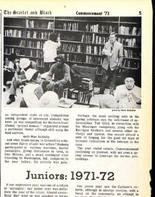 This issue of the Scarlet & Black covered highlights of events that occurred during the graduating class tenure, including the Burling Takeover and responses to the incident.