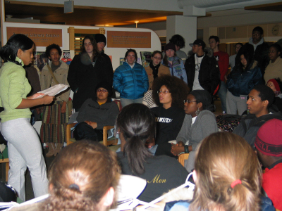 Students commemorate the 1971 takeover of Burling Library. December 5, 2006.