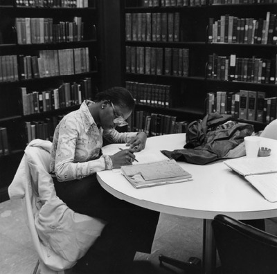 Photo of student studying in Burling '77-'78